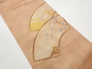 地紙に草花模様織出し名古屋帯